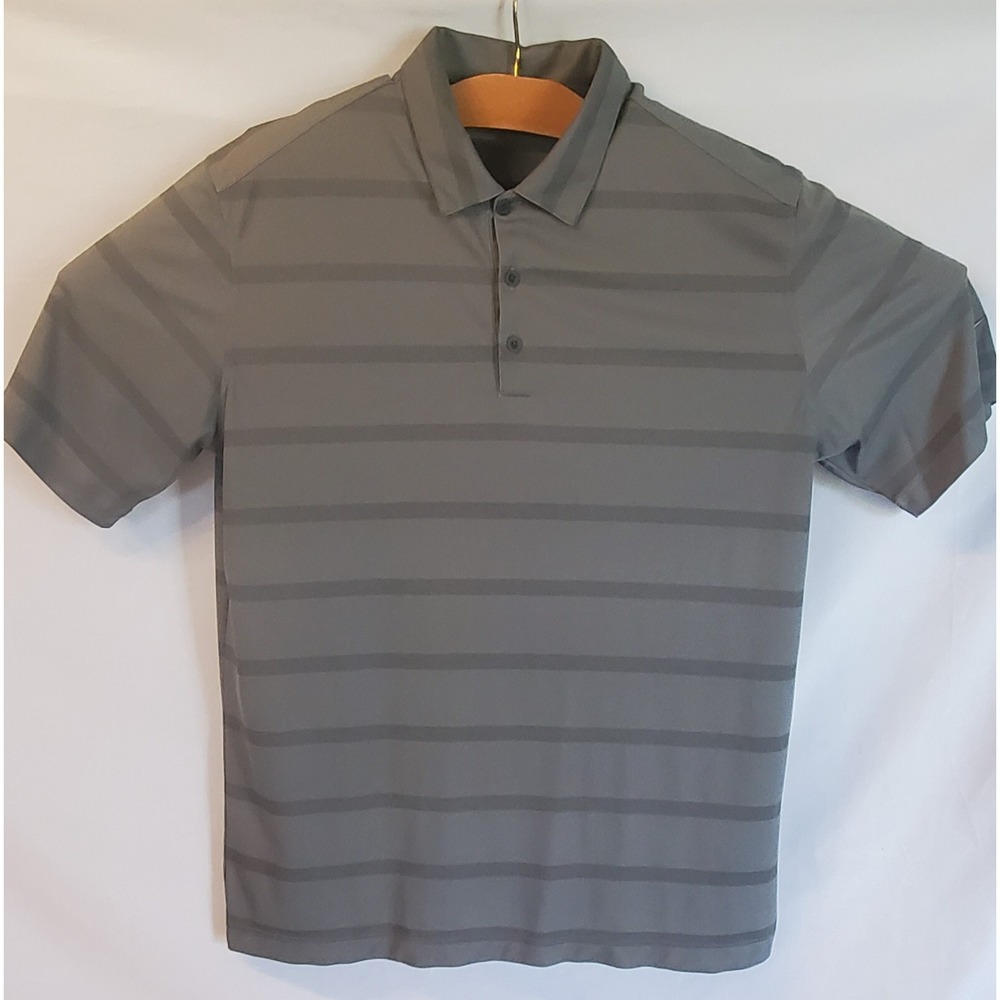 Nike Golf Dri Fit Polo Shirt Grey Striped Men's Size Large